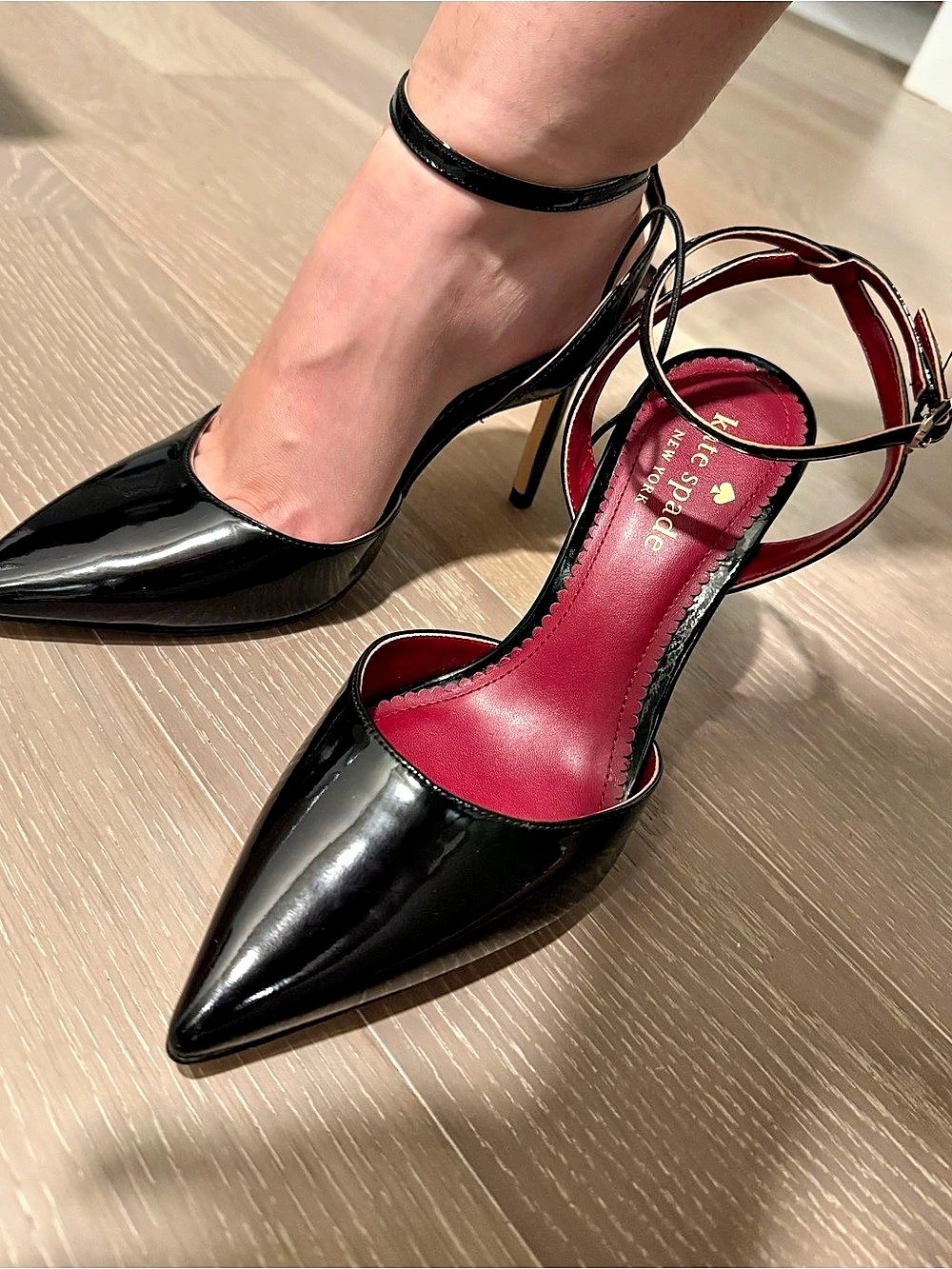 Kate Spade Pointed-Toe Ankle Strap Heels Black US 5.5